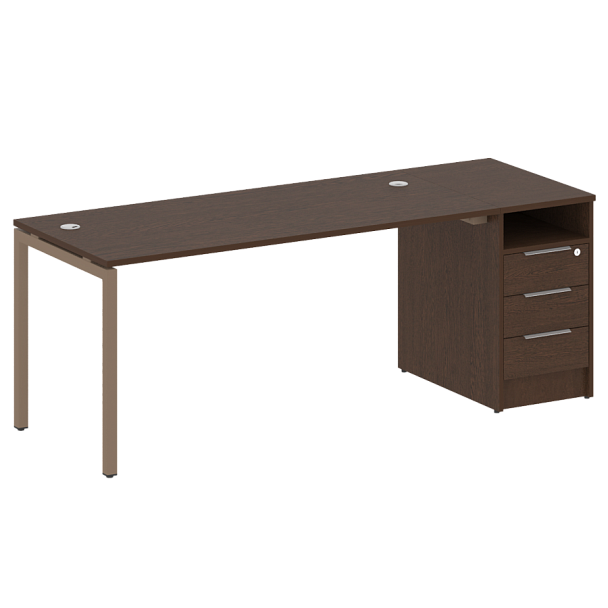 Metal System Quattro Р. ст. с тумбой на П-образном м/к 40БП.РС-СТП-1.4 Венге/Мокко металл 2012*720*750 - Вид 1