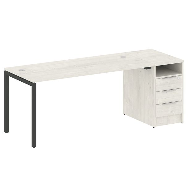 Metal System Quattro Р. ст. с тумбой на П-образном м/к 40БП.РС-СТП-1.4 Дуб наварра/Антрацит металл 2012*720*750 - Вид 1