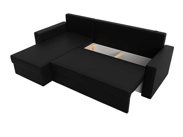 Угловой диван Траумберг Лайт левый (полностью экокожа черная) - Вид 8