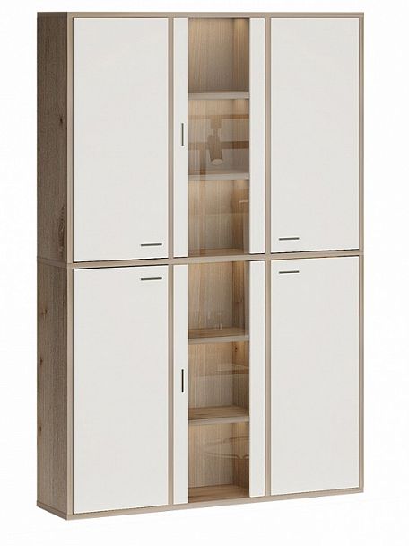 Шкаф-витрина Домино СУ(ш3в2)+4ФГ+2ФС Белый/Нельсон - Вид 1