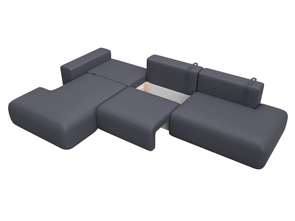 Диван угловой Лига-036 НПБ Модерн Лонг левый угол Экокожа серый - Вид 8