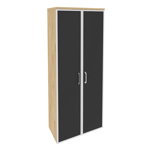 Onix Шкаф высокий широкий O.ST-1.10 R black Тиквуд светлый/Стекло black 800*420*1977 - Вид 1