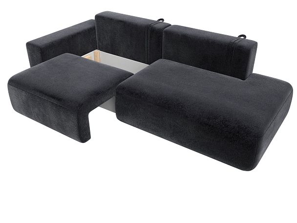 Диван прямой Лига-036 НПБ Модерн подлокотник слева Велюр серый - Вид 7