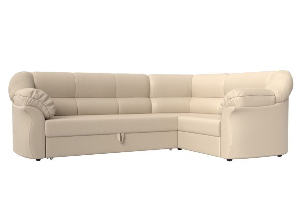 Диван угловой Карнелла правый (полностью экокожа бежевая) - Вид 1