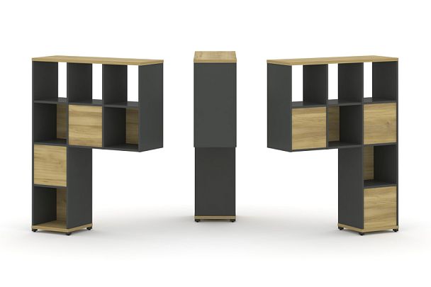 Concept Надставка высокая CN.DNV-003 Дуб Винченцо/Антрацит/Металл Антрацит 1099*350*1486 - Вид 1