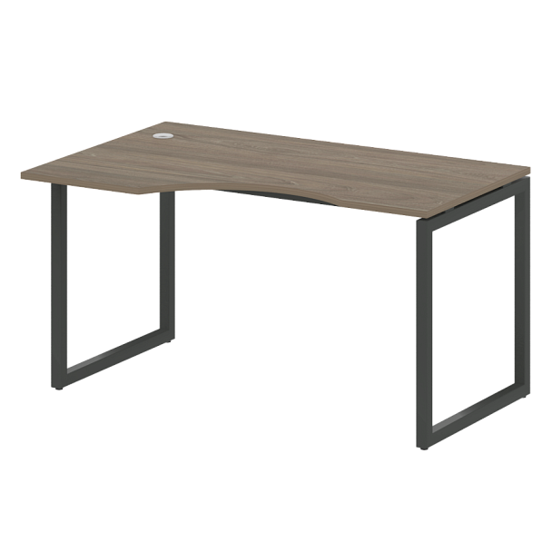 Metal System Quattro Стол криволинейный левый на О-образном м/к 40БО.СА-2 (L) Вяз/Антрацит металл 1400*900*750 - Вид 1