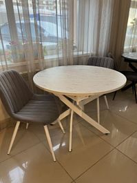 Стол НАНТ ЛДСП, d1000(1310)*1000, Шелковый камень Шелковый камень - Фото предпросмотра