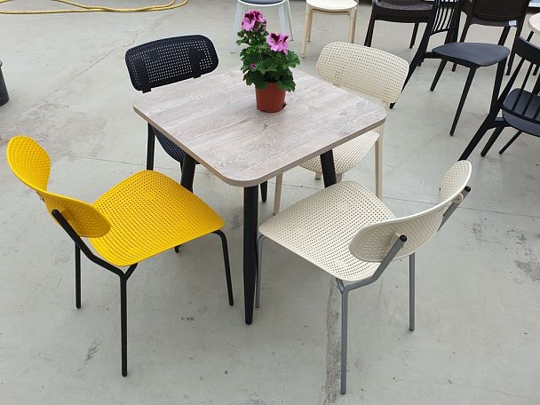 Стул офисный Sheffilton SHT-S85М желтый/черный, стопируемый - Вид 4