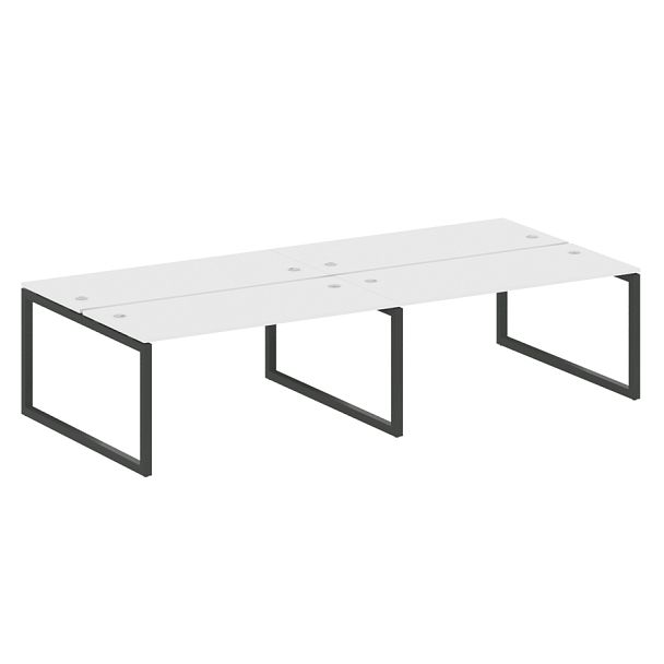 Metal System Quattro Р. ст. на 4 раб. места на О-образном м/к 50БО.СМ-4.4 Белый/Антрацит металл 3200*1475*750 - Вид 1