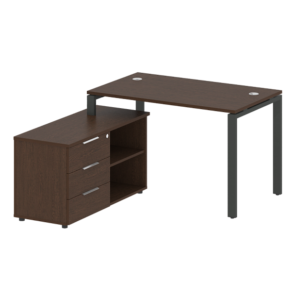 Metal System Р. ст. с тумбой на П-образном м/к БП.РС-СТС-2.2 (L) Венге/Антрацит металл 1300*1520*750 - Вид 1