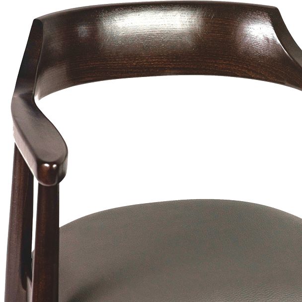 Стул деревянный с подлокотниками Боэн темный орех/коричневая экокожа - Вид 12