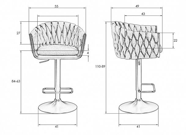 Стул барный DOBRIN LEON (графитовая ткань (LAR-275-21)) - Вид 11