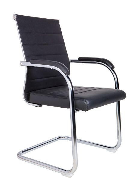 Кресло офисное Авалон CF / хром / черная экокожа - Вид 1
