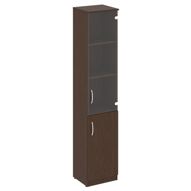 Nova S Шкаф высокий узкий (1 низкая дверь ЛДСП, 1 средняя дверь стекло) В.СУ-1.2 (R) Венге 388*360*1915 - Вид 1
