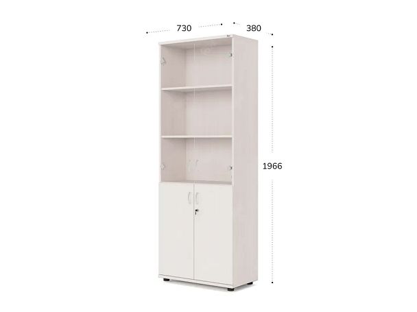 UNITY РШКС-02 ДУБ МОЛОЧНЫЙ Шкаф со стеклянными дверьми Прямой 730x380x1966 - Вид 1