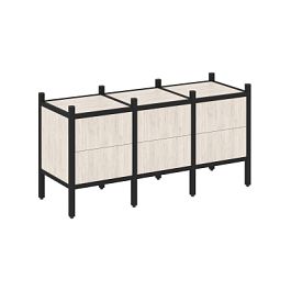 Loft Прямой стеллаж наборный VR.L-06 Денвер светлый/Чёрный металл 1278*446*636 - Фото предпросмотра