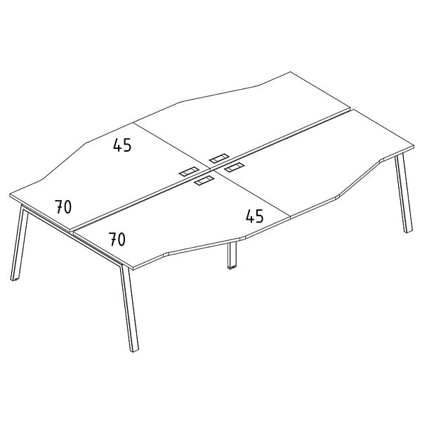 Рабочая станция со столами Техно (4х140) на каркасе TRE A4 А4 Б3 190-2 БП белый премиум / металлокаркас белый - Вид 3