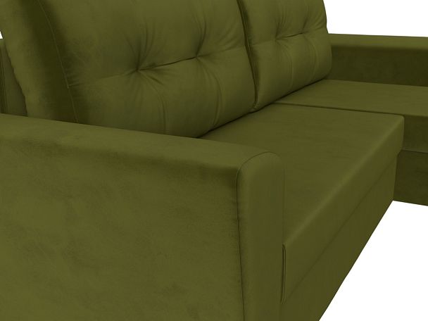 Угловой диван Амстердам Лайт правый (полностью микровельвет зеленый) - Вид 4