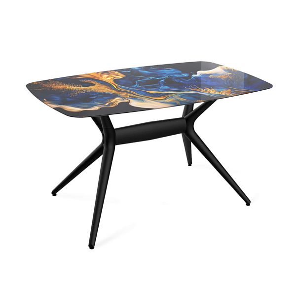 Стол Sheffilton SHT-TU30-2/TT32 118/77 стекло/МДФ черный/синий сапфир - Вид 1