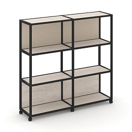 Shelf Mobile Стеллаж 4 уровня 2 секции VR.LT-STK-415.06 Денвер Светлый/Металл Черный/W-04 1170*400*1523 - Фото предпросмотра