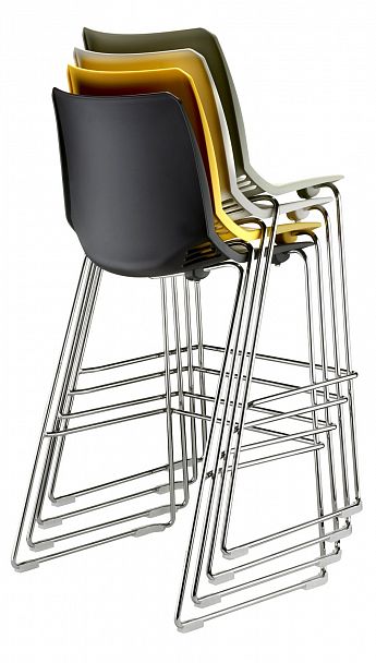 Стул Race (Пруток Барный) каркас Хром, черный - Вид 9