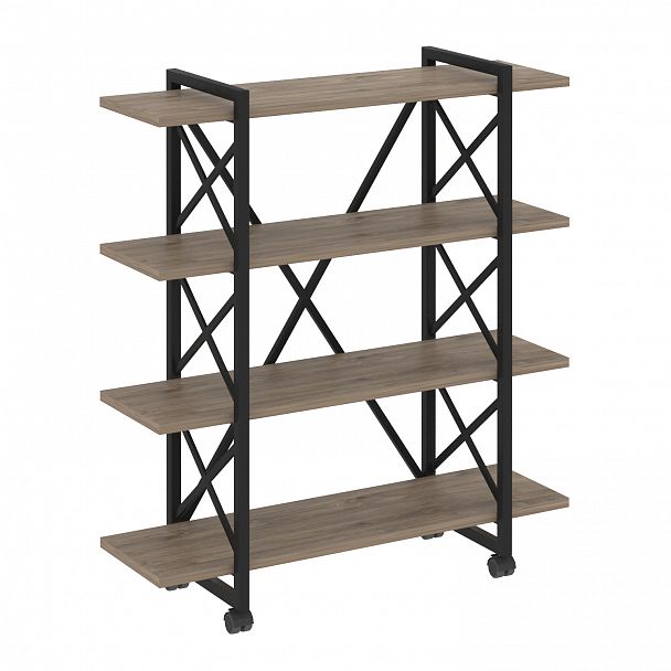 Стеллаж на колесах "Loft" VR.L-MST.K-4.8V тиквуд темный/черный - Вид 1
