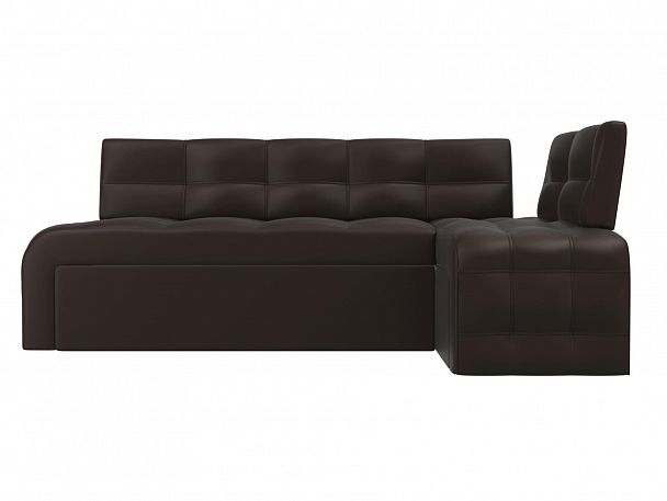 Кухонный угловой диван Люксор правый (полностью экокожа коричневая) - Вид 2