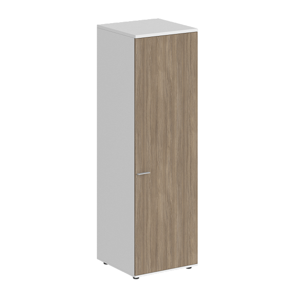 Гардероб Sigma 600х600х1955, з.ст ЛДСП 16 мм,  правый / корпус: белый; фасад: дуб темный - Вид 1