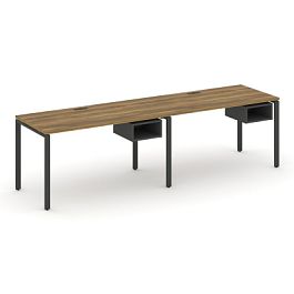 Concept Рабочая станция односторонняя с подвес. тумбами 2 места CN.ORS-103 Сандал Янтарный/Антрацит/Металл Антрацит 2760*720*750 - Фото предпросмотра