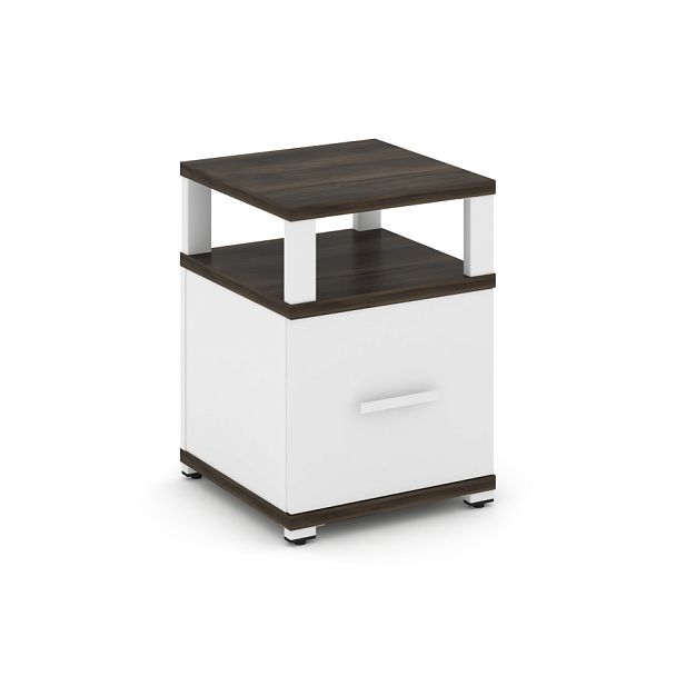 Concept Тумба приставная 1 распаш. фасад с надставкой CN.TUP-006 W Дуб Мали/Белый Бриллиант/Металл Белый 420*420*750 - Вид 1