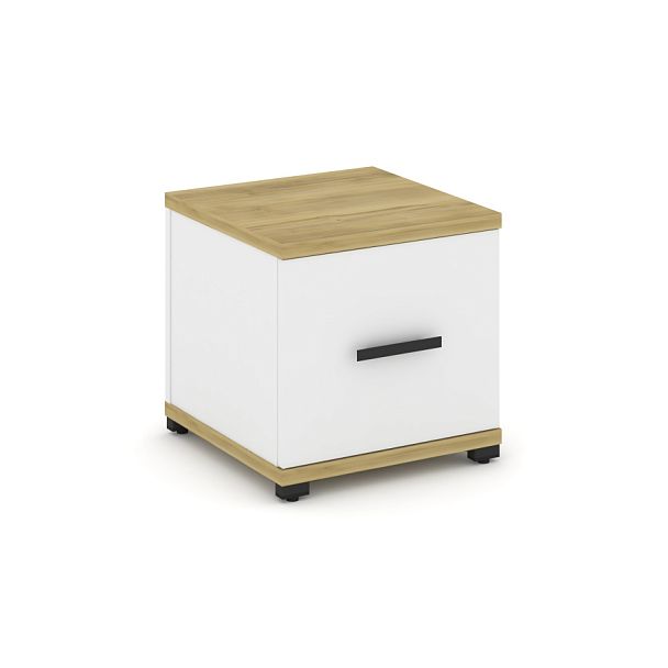 Concept Тумба приставная 1 распаш. фасад CN.TUP-004 W Дуб Винченцо/Белый Бриллиант/Металл Черный 420*420*416 - Вид 1