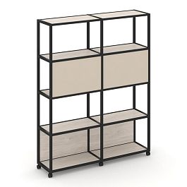 Shelf Mobile Стеллаж 5 уровней 2 секции VR.LT-STK-513.10 Денвер Светлый/Металл Черный/W-04 1970*400*2000 - Фото предпросмотра