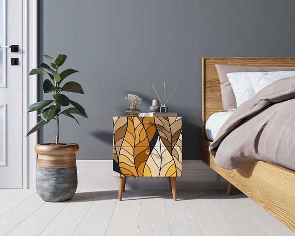 Тумбочка Berber с двумя ящиками 08 принт арт BB03/Print_08, разноцветная - Вид 4