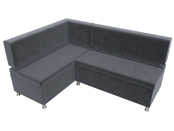 Кухонный уголок Стайл левый (полностью велюр серый) - Вид 5