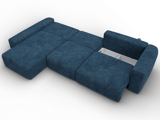 Диван угловой Лига-066 НПБ Лонг угол левый Велюр синий - Вид 10