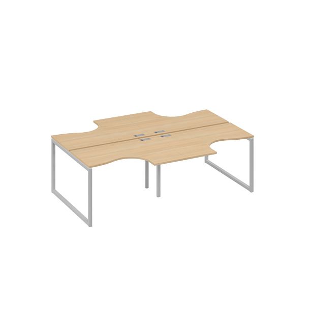 Рабочая станция (4х120) опоры QUATTRO столы Классика A4 А4 Б4 180-2 БП натуральный дуб / металлокаркас серый - Вид 1