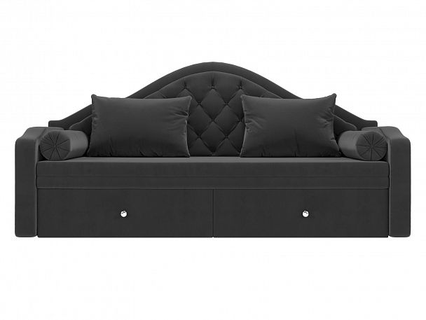 Прямой диван софа Сойер (полностью велюр серый) - Вид 2