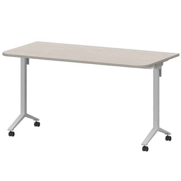 Стол мобильный складной радиусный МБ22-140.70Р Ясень шимо/Белый 1400x700x750 Моби - Вид 1