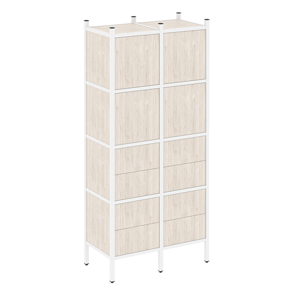 Loft Прямой стеллаж наборный VR.L-04 Денвер светлый/Белый металл 862*446*1869 - Вид 1