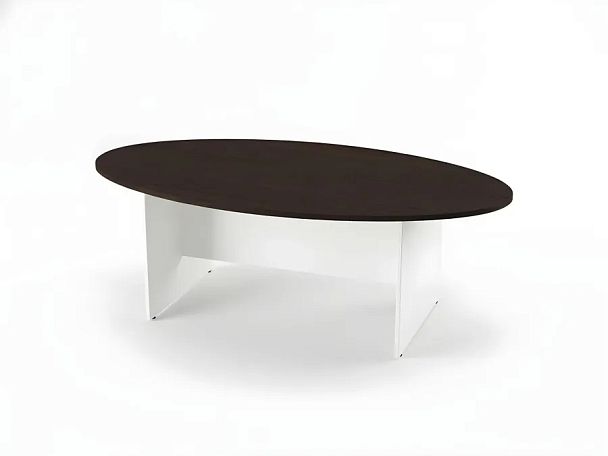 БЕРЛИН / BERLIN Конференц-стол овальный 2400х1200х740 Венге/Белый - Вид 2