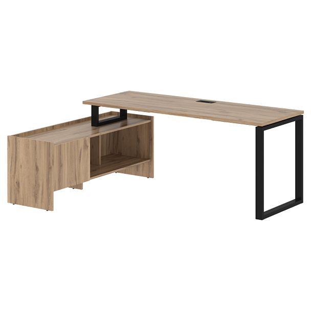 Стол с тумбой EQCT 19614 Дуб Денвер светлый/Черный 1960х1400х750 EDIS - Вид 1