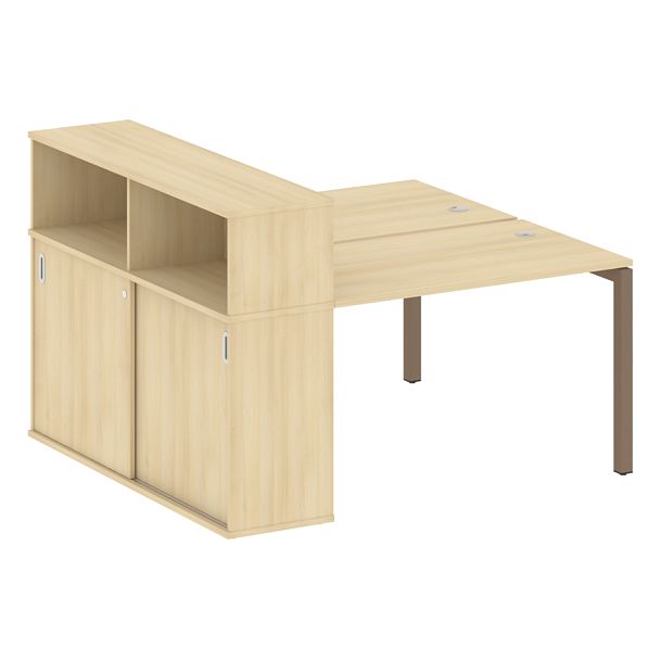 Metal System Quattro Р. ст. с шкафом-купе на П-образном м/к 50БП.РС-СШК-2.2 Т Акация/Мокко металл 1610*1475*1098 - Вид 1