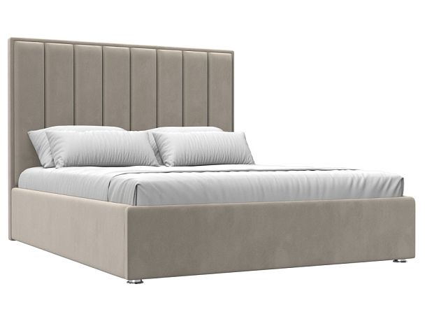 Интерьерная кровать Афродита 160 (полностью микровельвет бежевый) - Вид 1