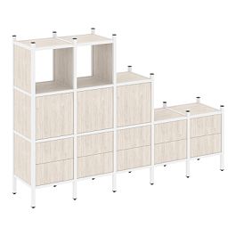 Loft Прямой стеллаж наборный VR.L-19 Денвер светлый/Белый металл 2110*446*1458 - Фото предпросмотра