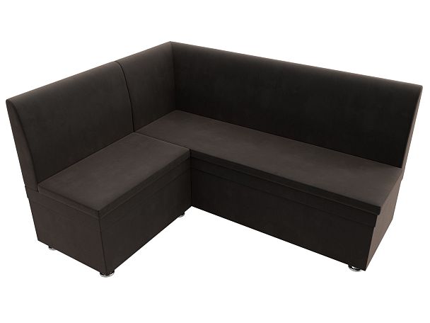 Кухонный угловой диван Уют левый (полностью велюр коричневый) - Вид 5