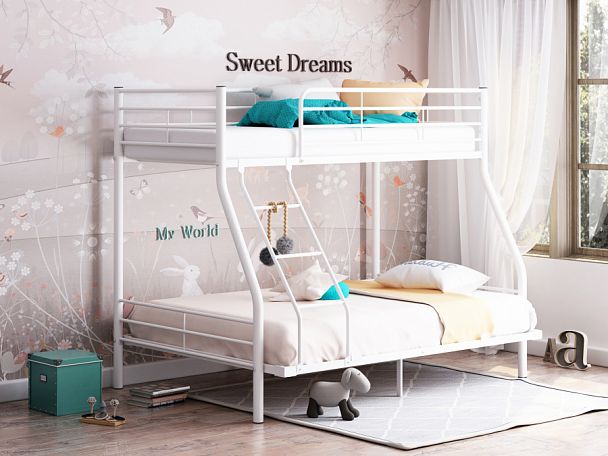 Двухъярусная кровать "Гранада-2 140" белая - Вид 1