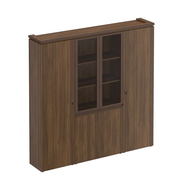 Шкаф комбинированный узкий со стеклом для одежды Mark МК 377 орех тоскана - Вид 1