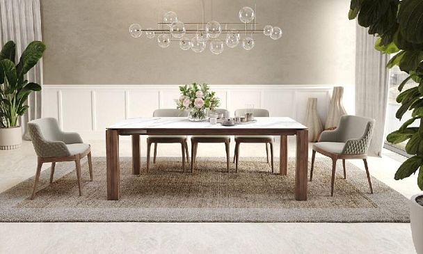 Стол раскладной Aron (160+40), керамика матовая белая - Вид 1