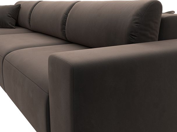 Диван угловой Лига-036 Классик Лонг левый угол Велюр коричневый - Вид 4