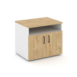 Стайл Проджект Тумба для оргтехники/сервисная SN.TS-001 Белый/Тиквуд Светлый/Черный Ручки 796*600*68 - Фото предпросмотра